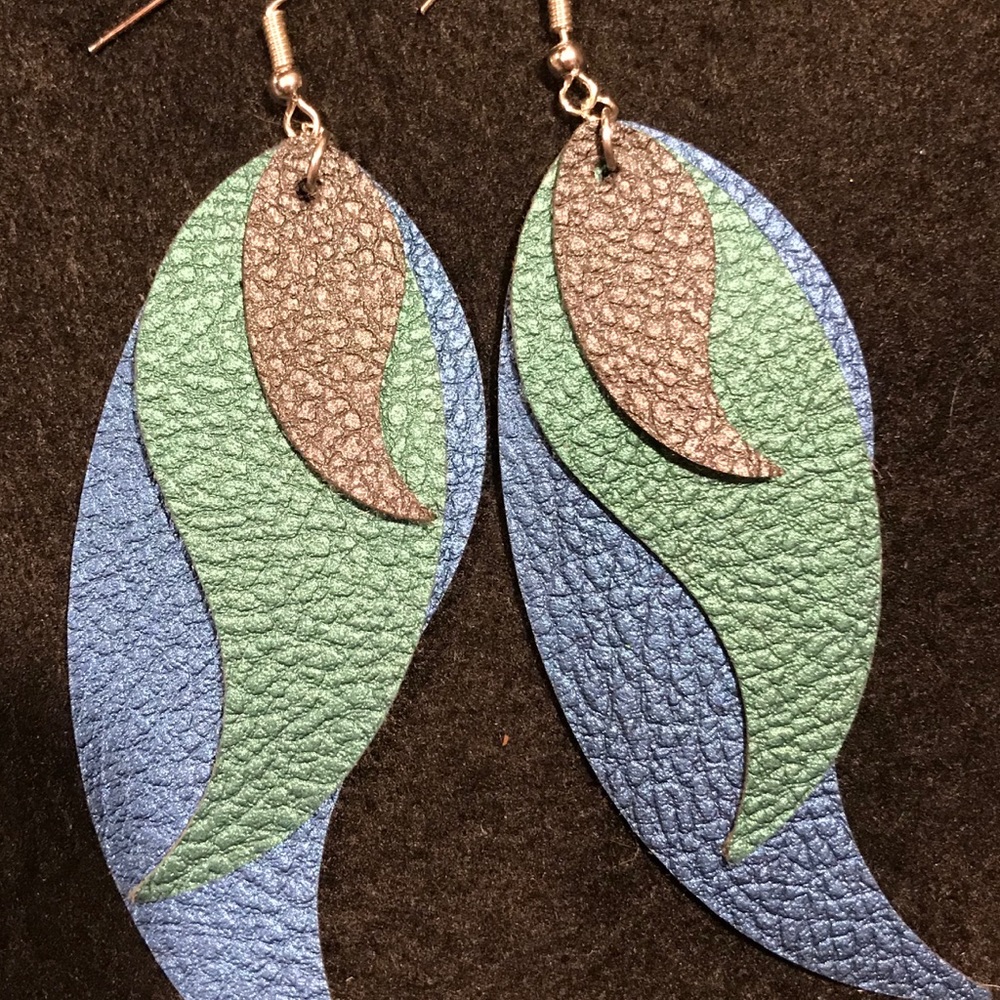 Peacock faux leather earrings